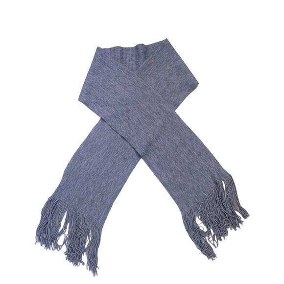New York & Company Cozy Gray Scarf Fringe Grey Fall Winter Long - Picture 2 of 9